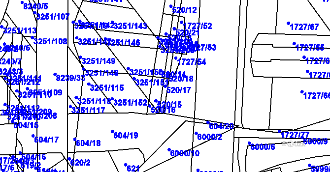 Parcela st. 520/17 v KÚ Bystrc, Katastrální mapa