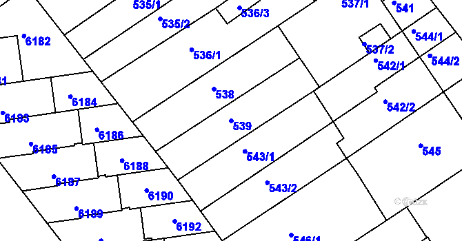 Parcela st. 539 v KÚ Bystrc, Katastrální mapa