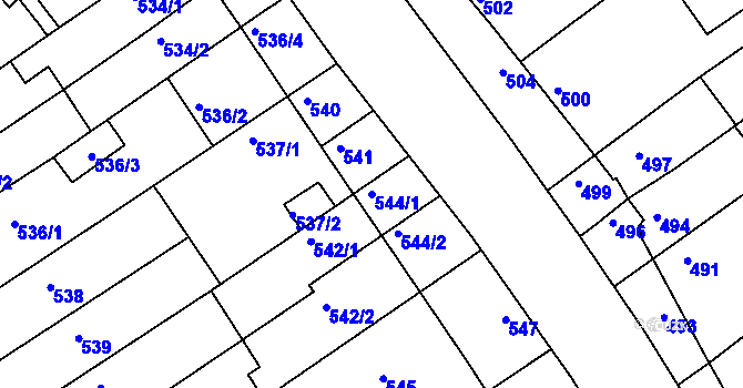 Parcela st. 544/1 v KÚ Bystrc, Katastrální mapa