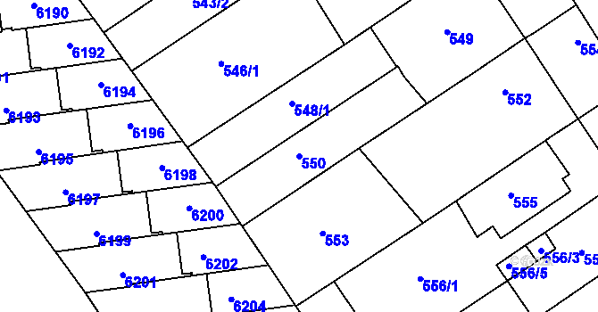 Parcela st. 550 v KÚ Bystrc, Katastrální mapa