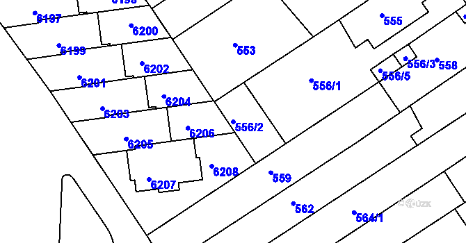 Parcela st. 556/2 v KÚ Bystrc, Katastrální mapa
