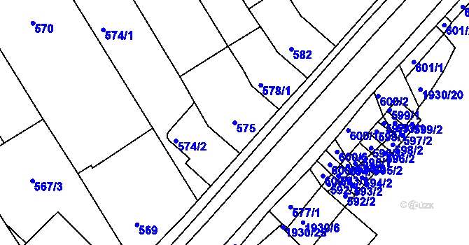 Parcela st. 575 v KÚ Bystrc, Katastrální mapa