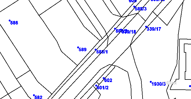 Parcela st. 588/1 v KÚ Bystrc, Katastrální mapa