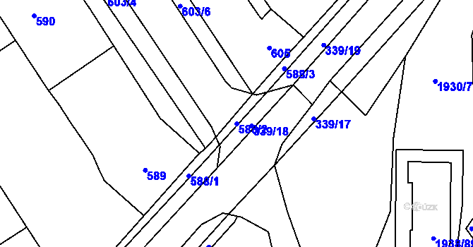 Parcela st. 588/2 v KÚ Bystrc, Katastrální mapa