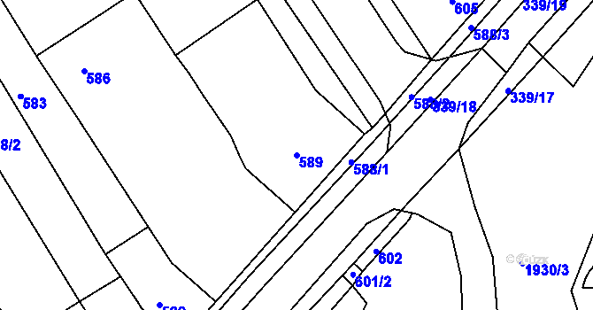 Parcela st. 589 v KÚ Bystrc, Katastrální mapa