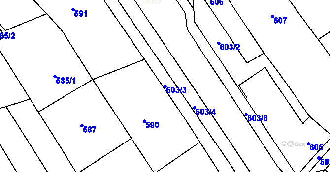 Parcela st. 603/3 v KÚ Bystrc, Katastrální mapa