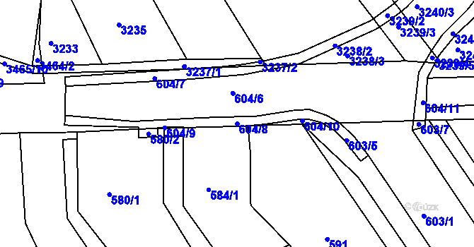 Parcela st. 604/8 v KÚ Bystrc, Katastrální mapa