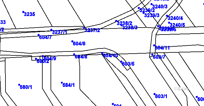 Parcela st. 604/10 v KÚ Bystrc, Katastrální mapa