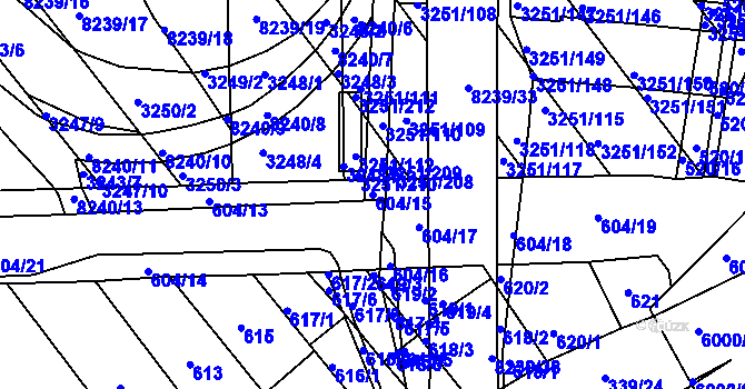 Parcela st. 604/15 v KÚ Bystrc, Katastrální mapa