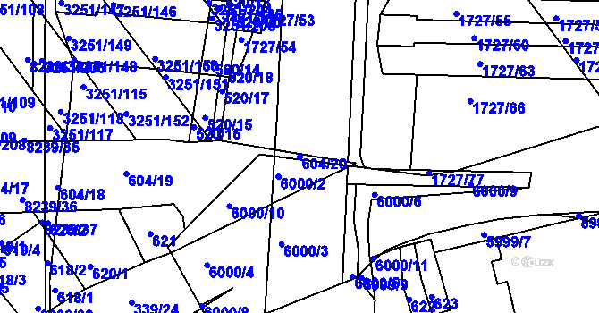 Parcela st. 604/20 v KÚ Bystrc, Katastrální mapa