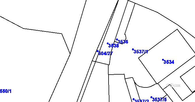 Parcela st. 604/27 v KÚ Bystrc, Katastrální mapa