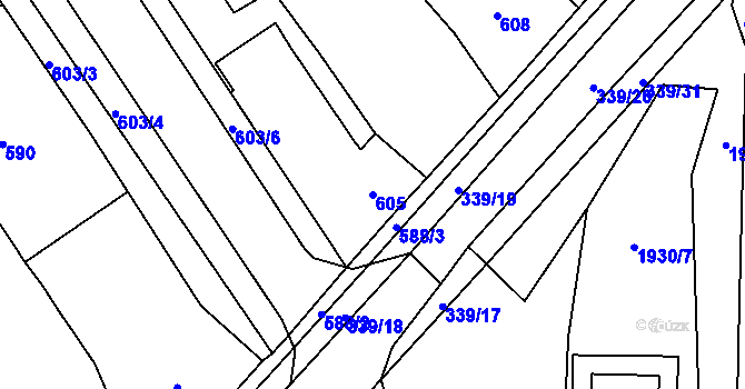 Parcela st. 605 v KÚ Bystrc, Katastrální mapa
