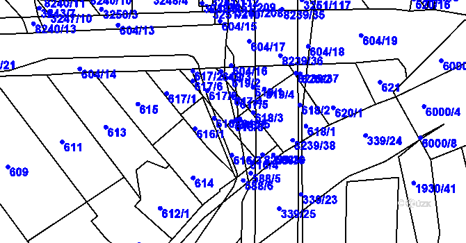 Parcela st. 616/6 v KÚ Bystrc, Katastrální mapa