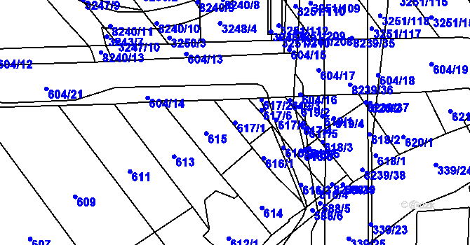 Parcela st. 617/1 v KÚ Bystrc, Katastrální mapa
