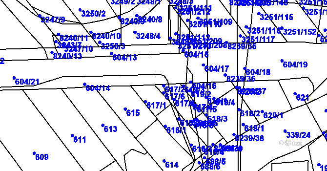Parcela st. 617/2 v KÚ Bystrc, Katastrální mapa
