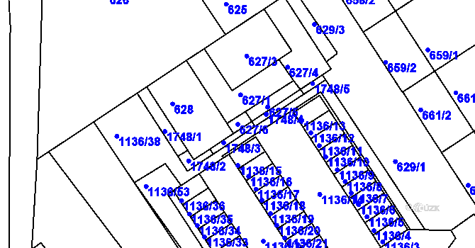 Parcela st. 627/6 v KÚ Bystrc, Katastrální mapa