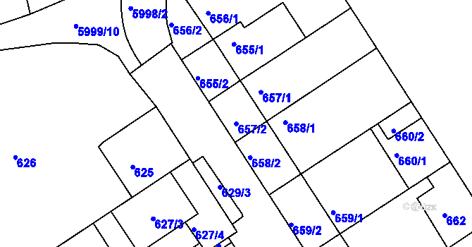 Parcela st. 657/2 v KÚ Bystrc, Katastrální mapa