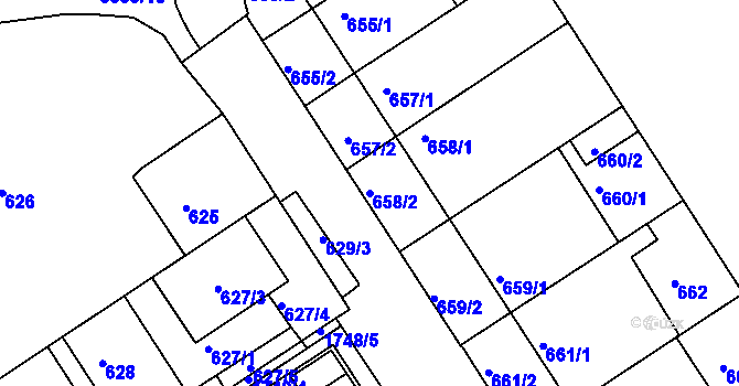 Parcela st. 658/2 v KÚ Bystrc, Katastrální mapa