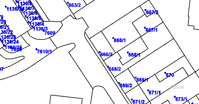 Parcela st. 666/2 v KÚ Bystrc, Katastrální mapa