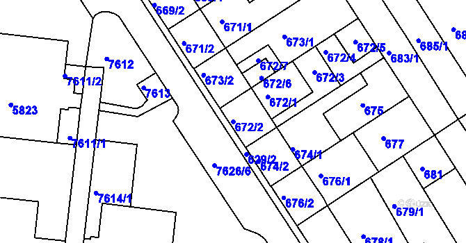 Parcela st. 672/2 v KÚ Bystrc, Katastrální mapa