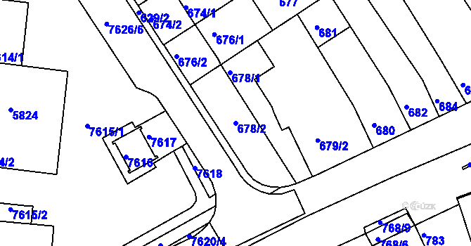 Parcela st. 678/2 v KÚ Bystrc, Katastrální mapa