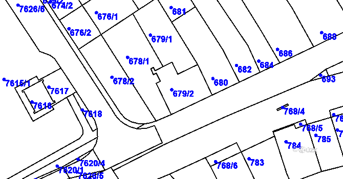 Parcela st. 679/2 v KÚ Bystrc, Katastrální mapa