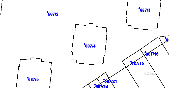Parcela st. 687/4 v KÚ Bystrc, Katastrální mapa