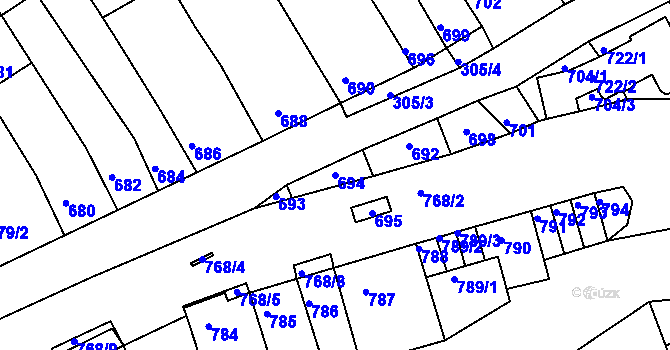 Parcela st. 694 v KÚ Bystrc, Katastrální mapa