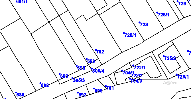 Parcela st. 702 v KÚ Bystrc, Katastrální mapa