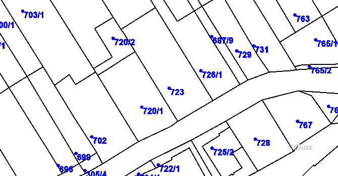 Parcela st. 723 v KÚ Bystrc, Katastrální mapa
