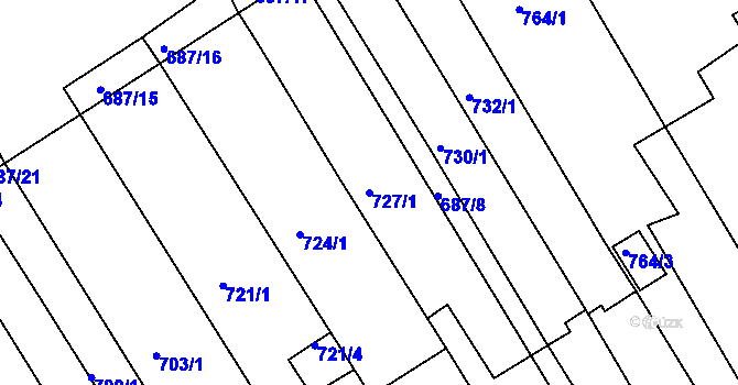 Parcela st. 727/1 v KÚ Bystrc, Katastrální mapa