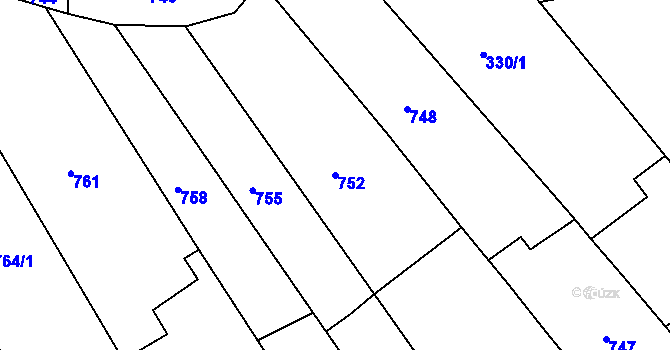 Parcela st. 752 v KÚ Bystrc, Katastrální mapa