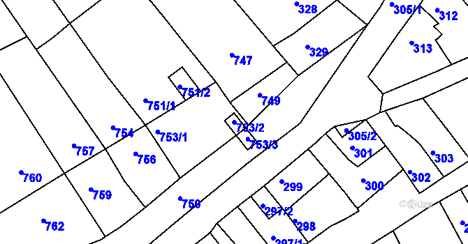 Parcela st. 753/2 v KÚ Bystrc, Katastrální mapa