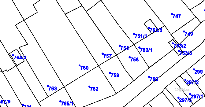 Parcela st. 757 v KÚ Bystrc, Katastrální mapa