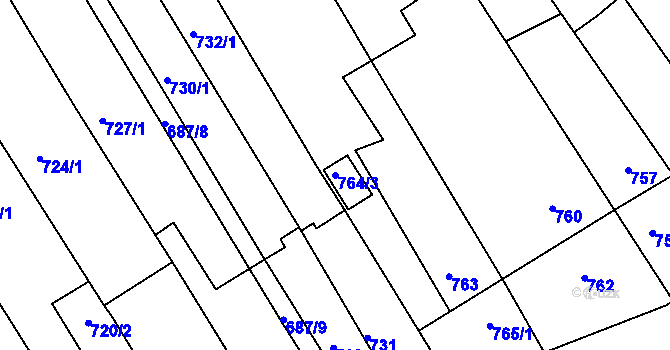 Parcela st. 764/3 v KÚ Bystrc, Katastrální mapa