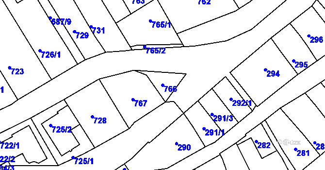 Parcela st. 766 v KÚ Bystrc, Katastrální mapa