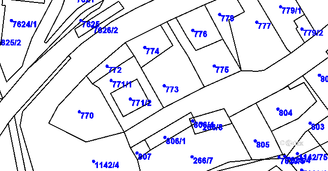 Parcela st. 773 v KÚ Bystrc, Katastrální mapa