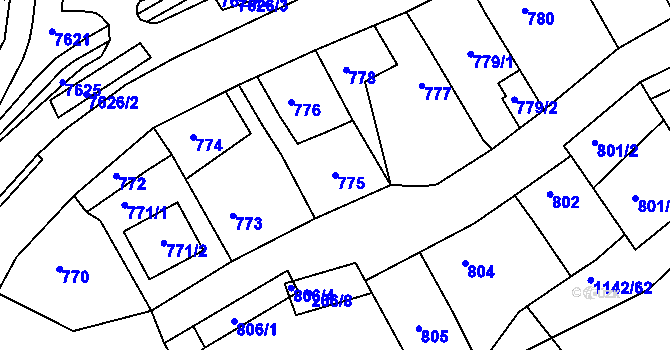 Parcela st. 775 v KÚ Bystrc, Katastrální mapa