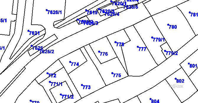 Parcela st. 776 v KÚ Bystrc, Katastrální mapa