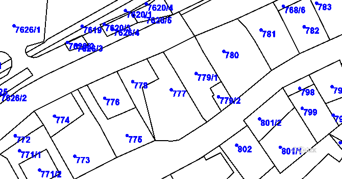 Parcela st. 777 v KÚ Bystrc, Katastrální mapa