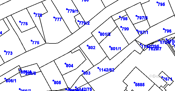 Parcela st. 802 v KÚ Bystrc, Katastrální mapa