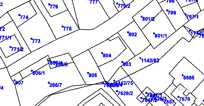 Parcela st. 804 v KÚ Bystrc, Katastrální mapa