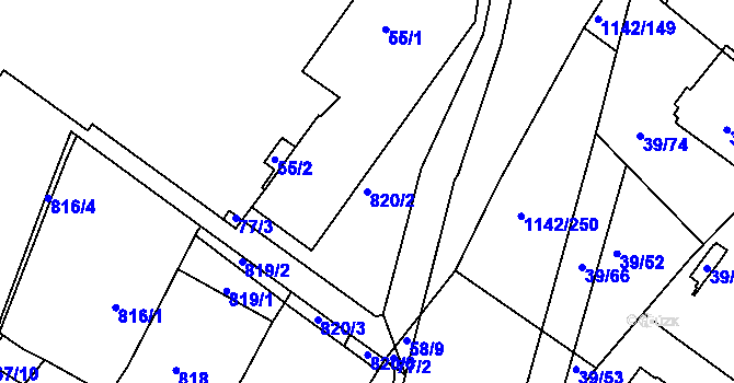 Parcela st. 820/2 v KÚ Bystrc, Katastrální mapa