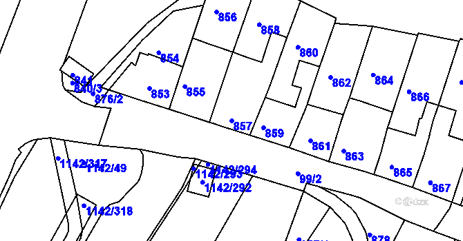Parcela st. 857 v KÚ Bystrc, Katastrální mapa