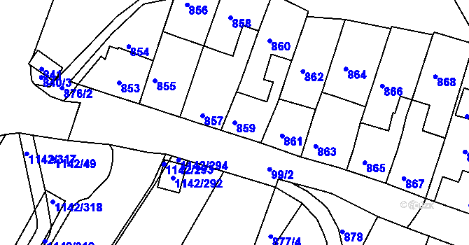 Parcela st. 859 v KÚ Bystrc, Katastrální mapa