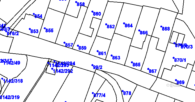 Parcela st. 861 v KÚ Bystrc, Katastrální mapa