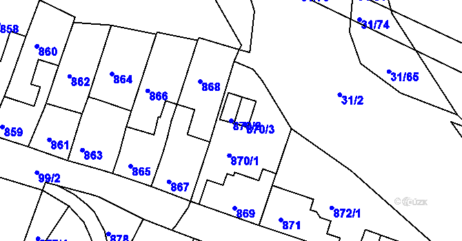 Parcela st. 870/2 v KÚ Bystrc, Katastrální mapa