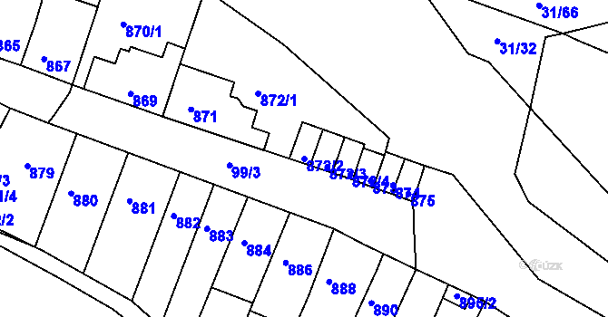 Parcela st. 872/2 v KÚ Bystrc, Katastrální mapa