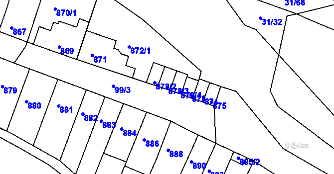 Parcela st. 872/3 v KÚ Bystrc, Katastrální mapa