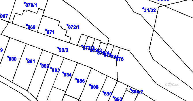 Parcela st. 872/4 v KÚ Bystrc, Katastrální mapa